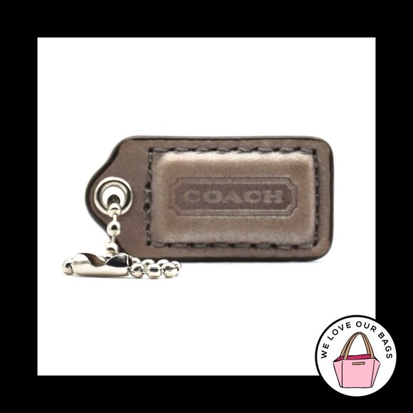 1.5" Small COACH Gray Leather Nickel Key Fob Bag Charm Keychain Hang Tag - Picture 1 of 1